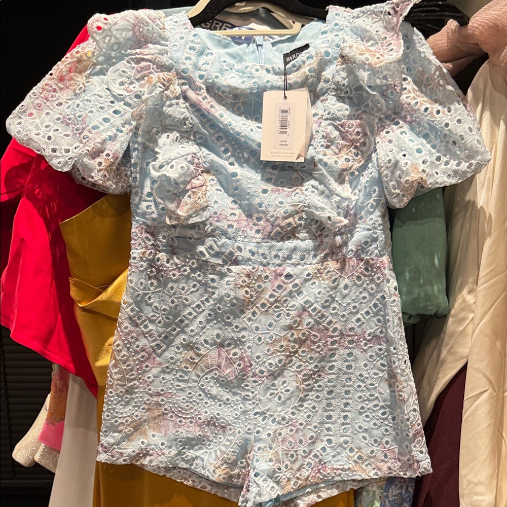 Bardot Kids Light Blue Eyelet Romper